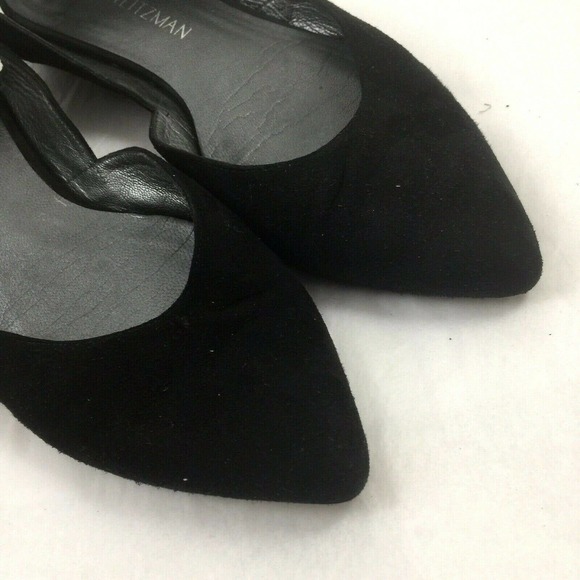 Stuart Weitzman Black Supersonic Wrap Around Tie Flat Ballet Suede Point… - Picture 3 of 7